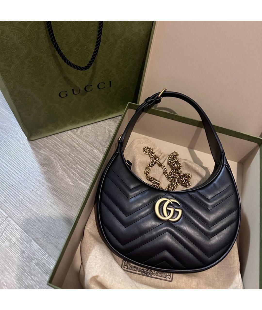 GUCCI Черная кожаная сумка через плечо, фото 4