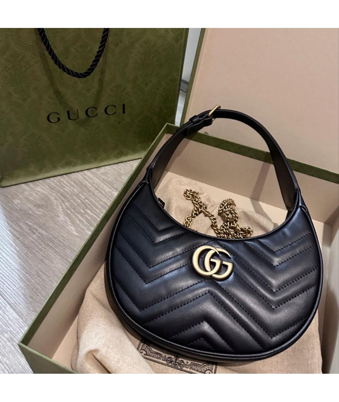 GUCCI Черная кожаная сумка через плечо, фото 3