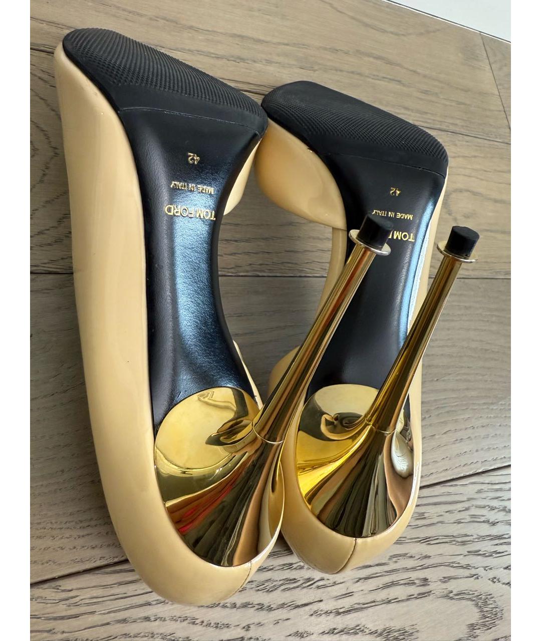 TOM FORD Бежевые туфли из лакированной кожи, фото 3