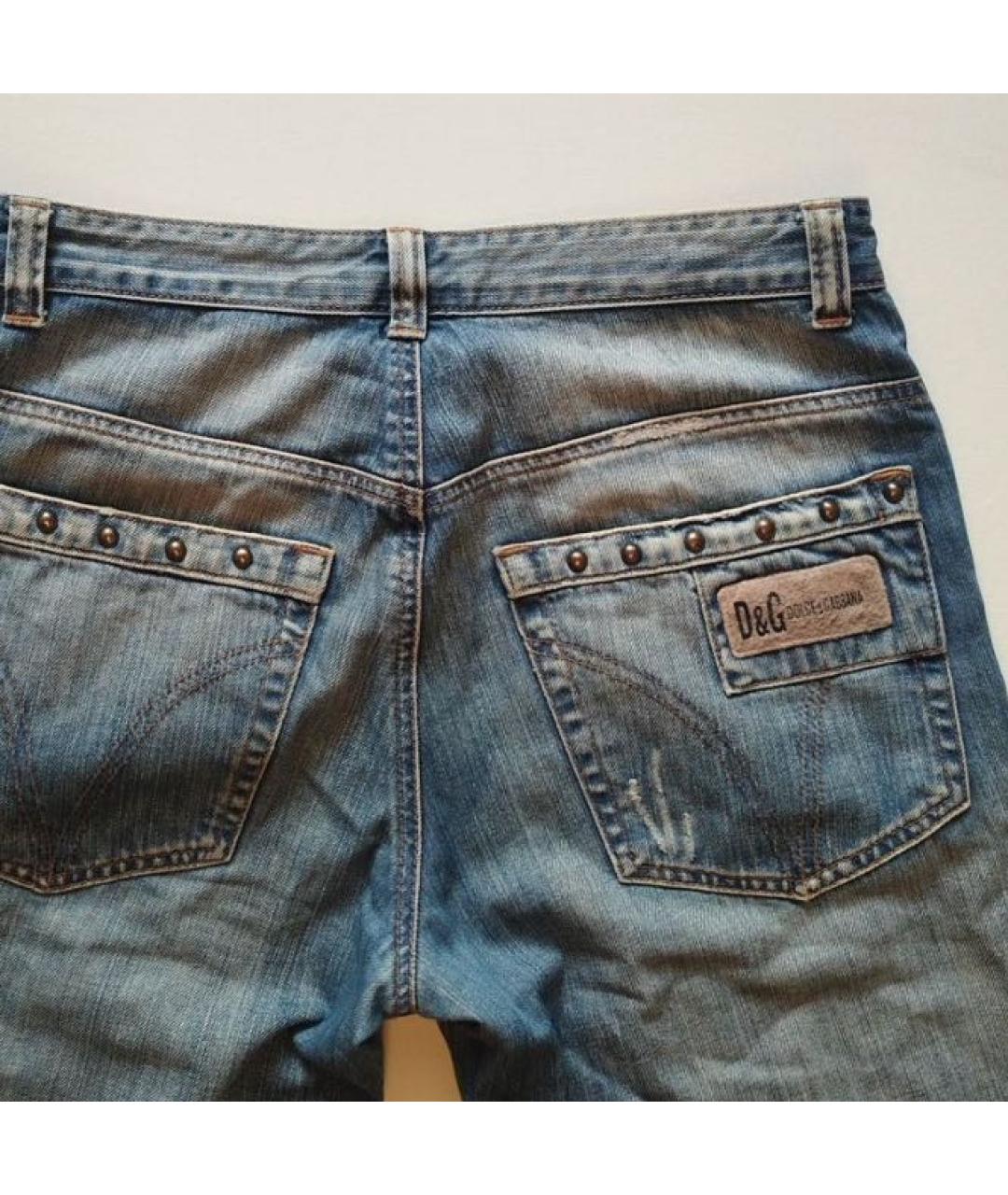 DOLCE&GABBANA Синие хлопковые прямые джинсы, фото 3