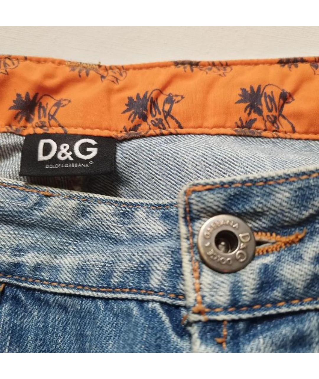 DOLCE&GABBANA Синие хлопковые прямые джинсы, фото 7