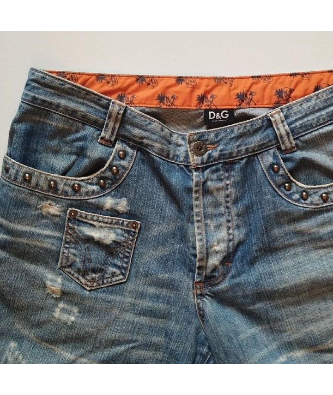 DOLCE&GABBANA Синие хлопковые прямые джинсы, фото 4