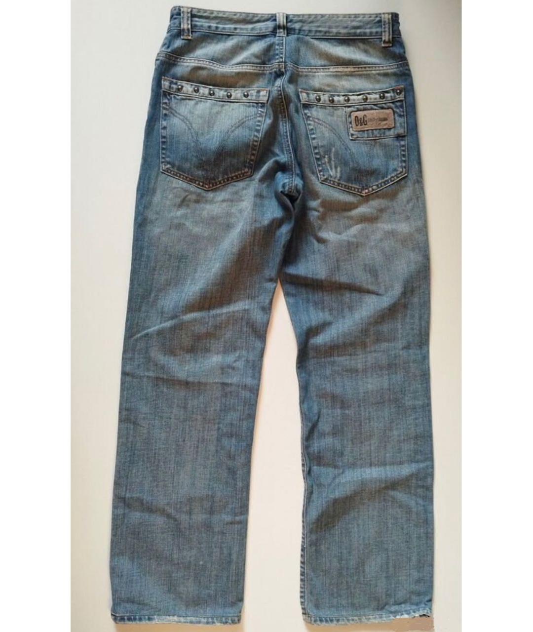 DOLCE&GABBANA Синие хлопковые прямые джинсы, фото 2