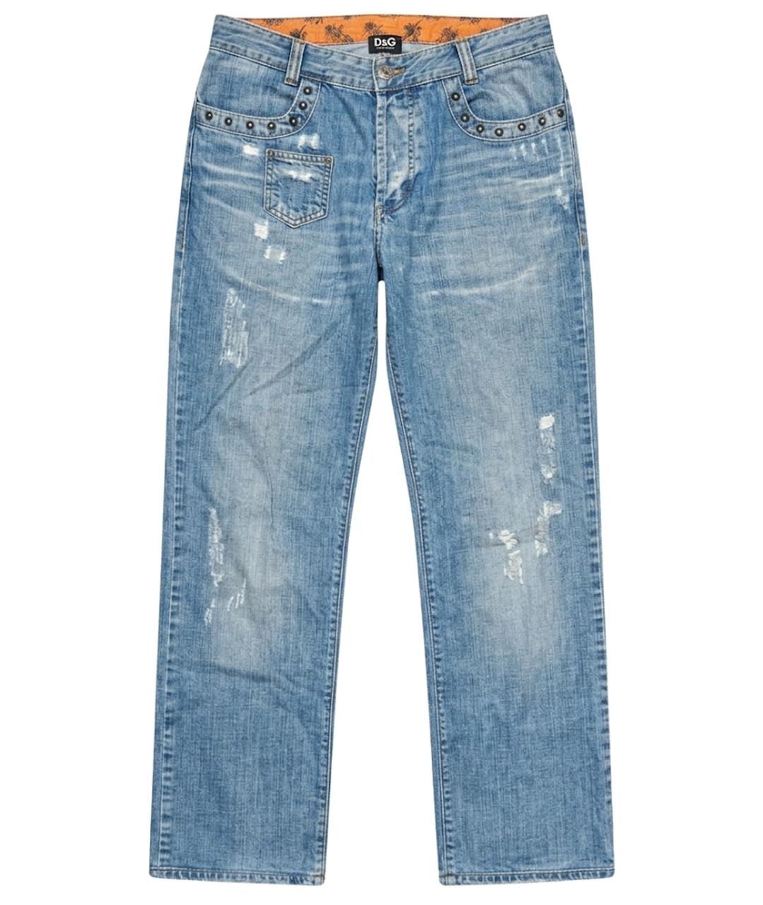 DOLCE&GABBANA Синие хлопковые прямые джинсы, фото 1