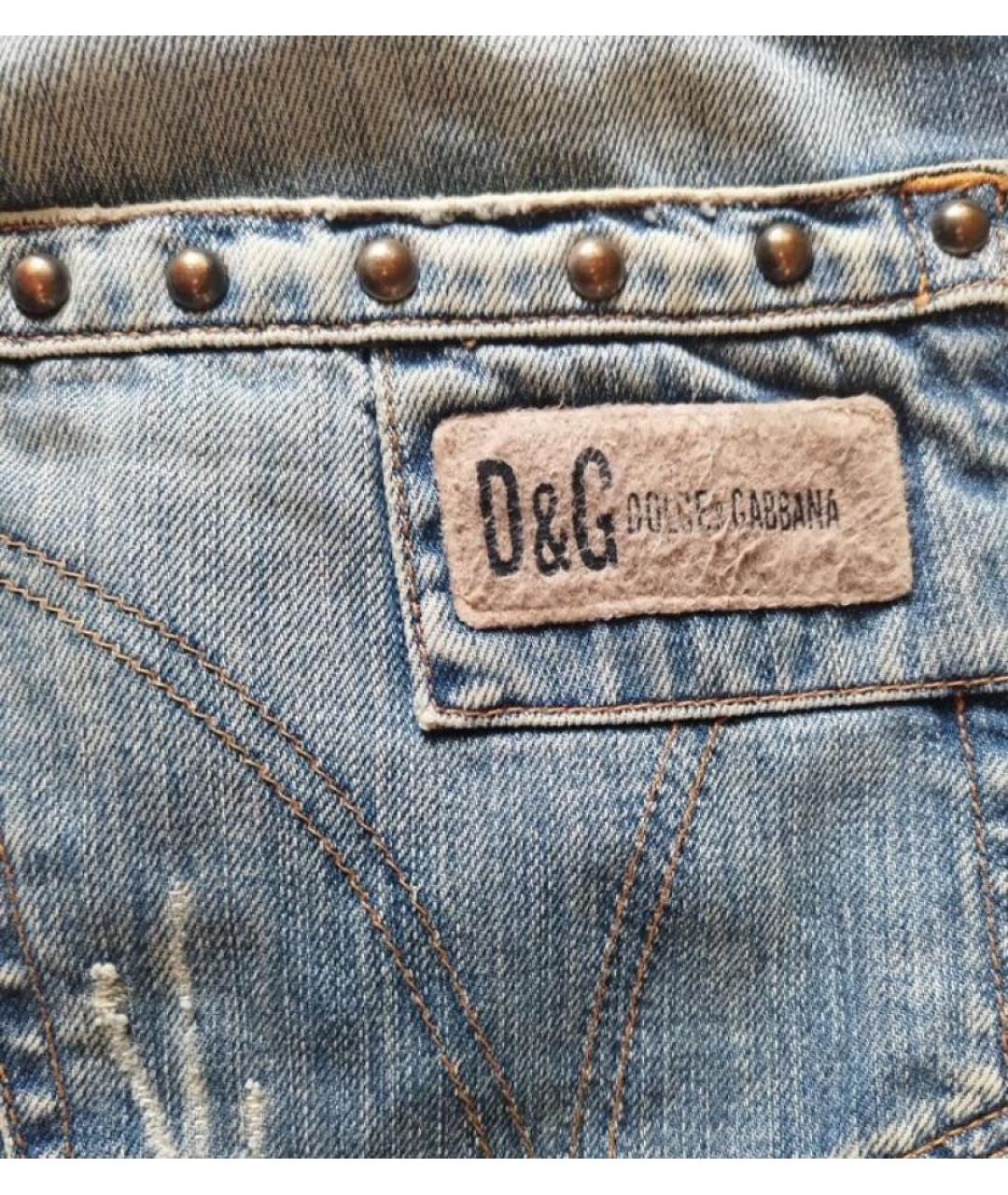 DOLCE&GABBANA Синие хлопковые прямые джинсы, фото 5