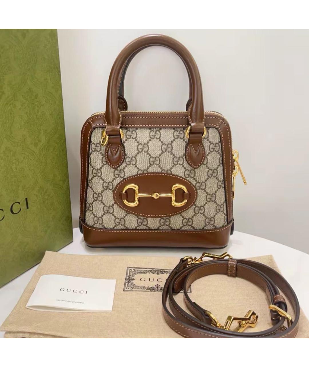 GUCCI Коричневая кожаная сумка тоут, фото 2