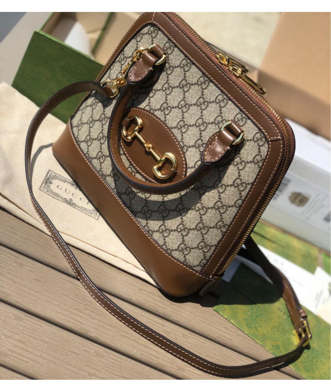 GUCCI Коричневая кожаная сумка тоут, фото 4