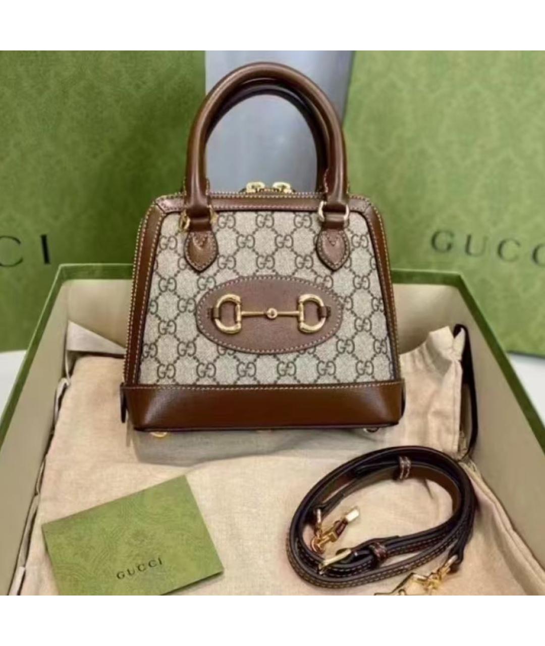 GUCCI Коричневая кожаная сумка через плечо, фото 4