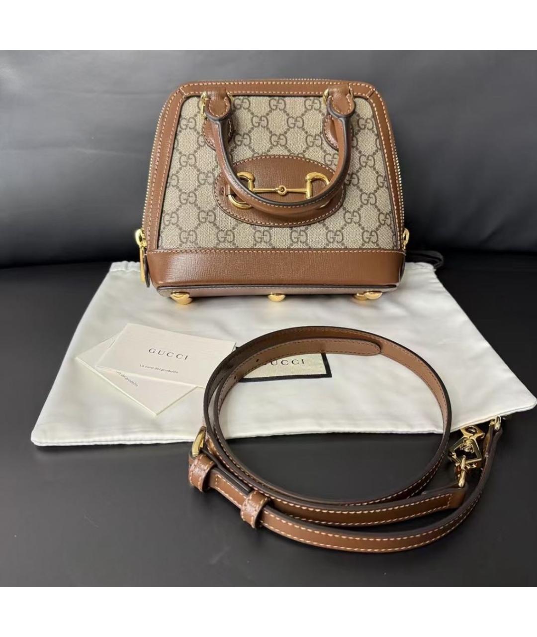 GUCCI Коричневая кожаная сумка через плечо, фото 3