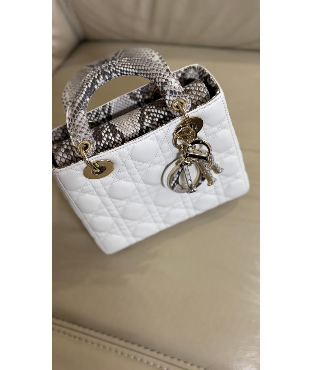 CHRISTIAN DIOR Белая кожаная сумка с короткими ручками, фото 2