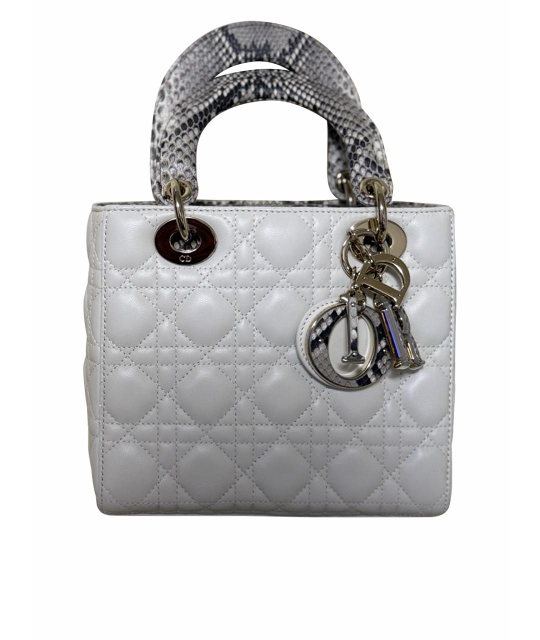 CHRISTIAN DIOR Белая кожаная сумка с короткими ручками, фото 1