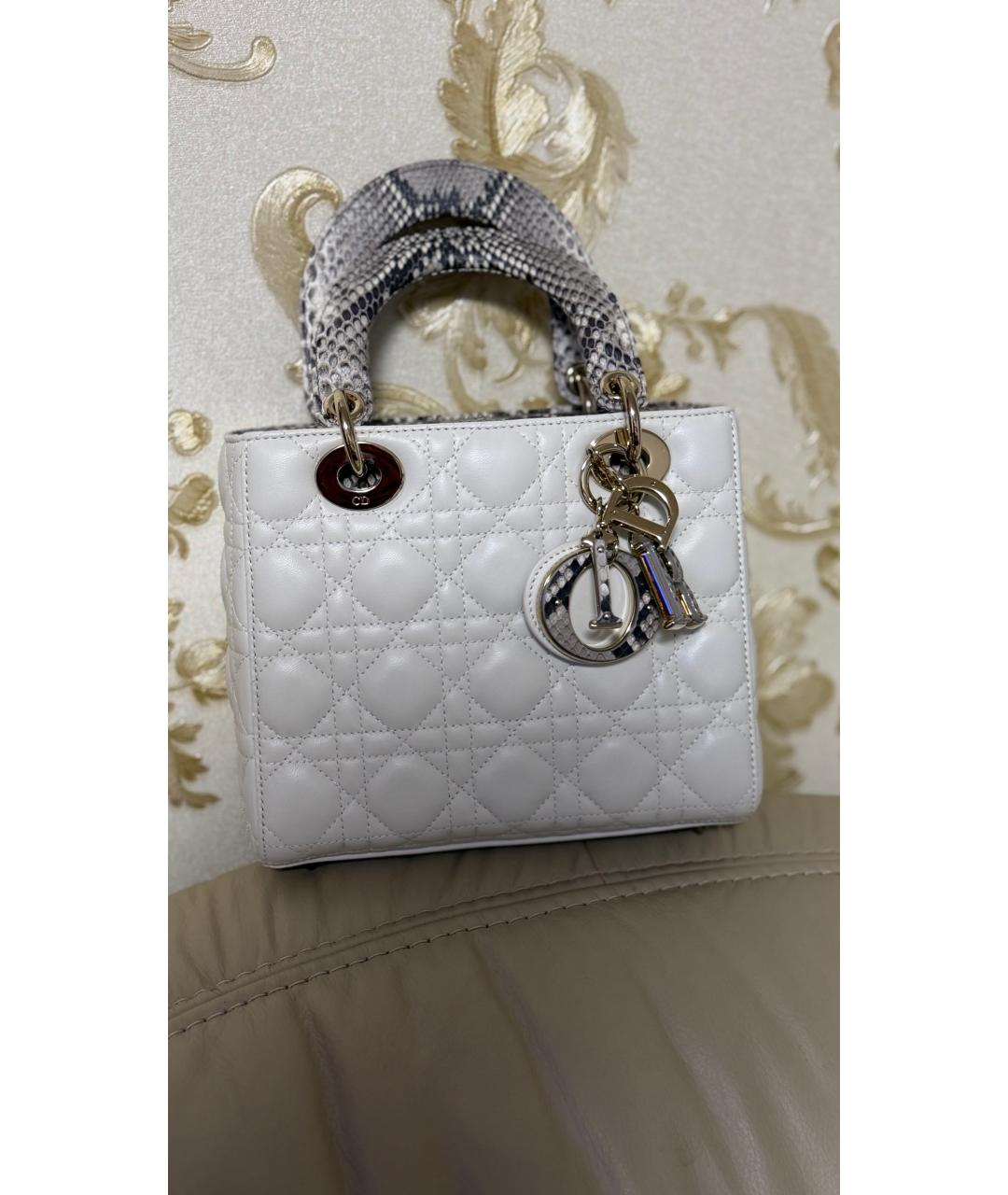CHRISTIAN DIOR Белая кожаная сумка с короткими ручками, фото 5