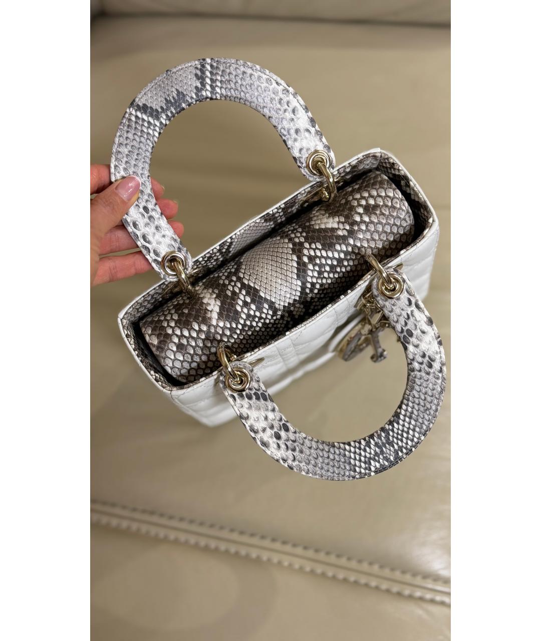 CHRISTIAN DIOR Белая кожаная сумка с короткими ручками, фото 4