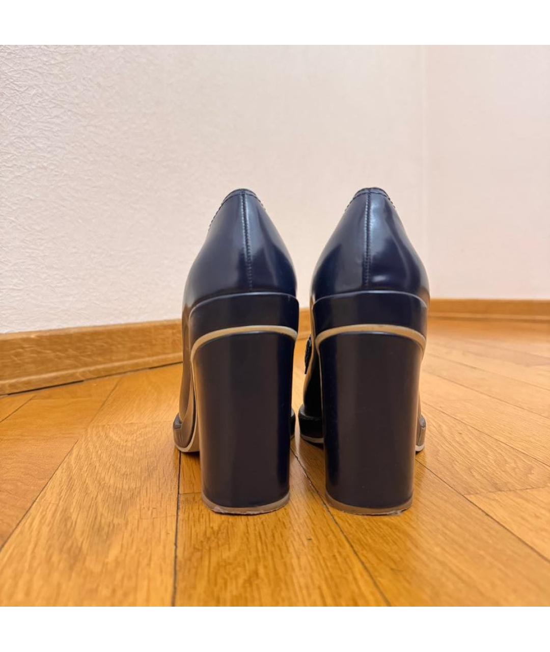 JIL SANDER Темно-синие кожаные туфли, фото 4