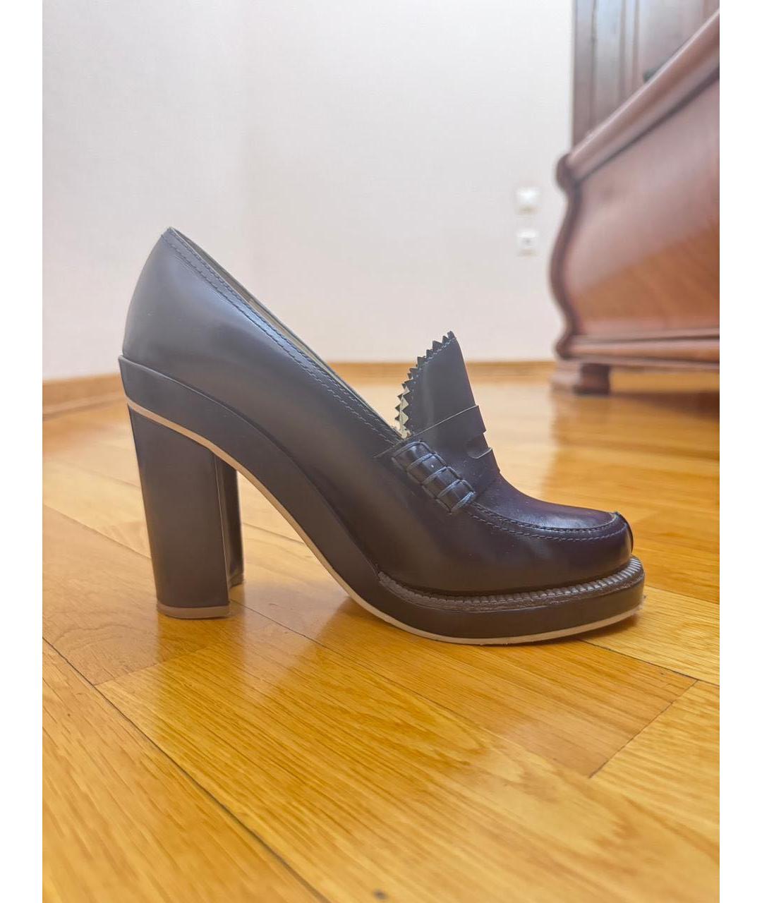 JIL SANDER Темно-синие кожаные туфли, фото 5