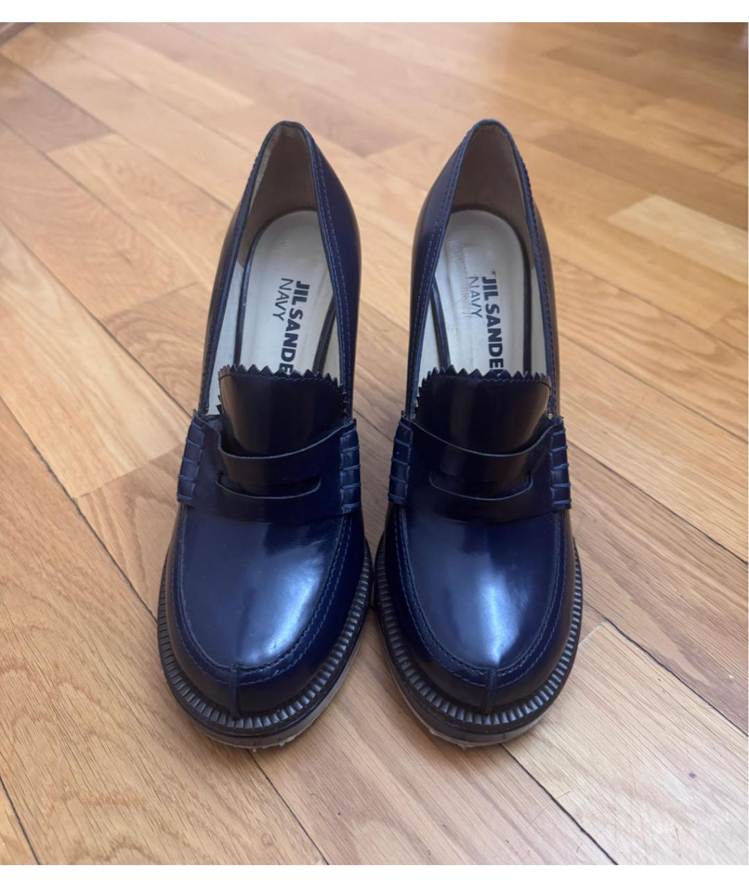JIL SANDER Темно-синие кожаные туфли, фото 2