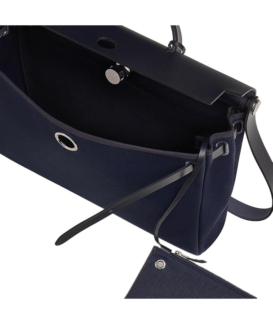HERMES Темно-синяя сумка с короткими ручками, фото 4