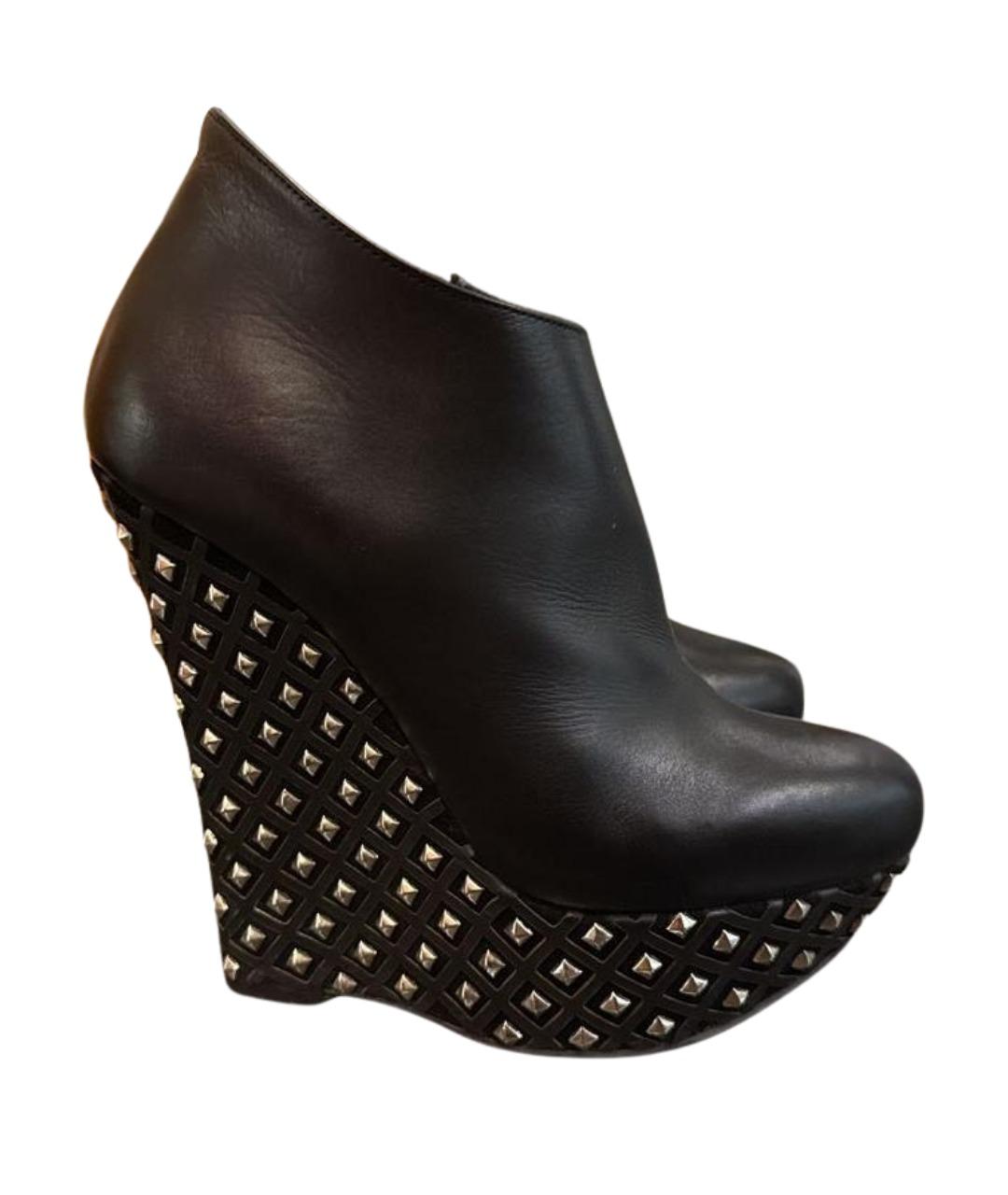 LE SILLA Черные кожаные ботильоны, фото 1