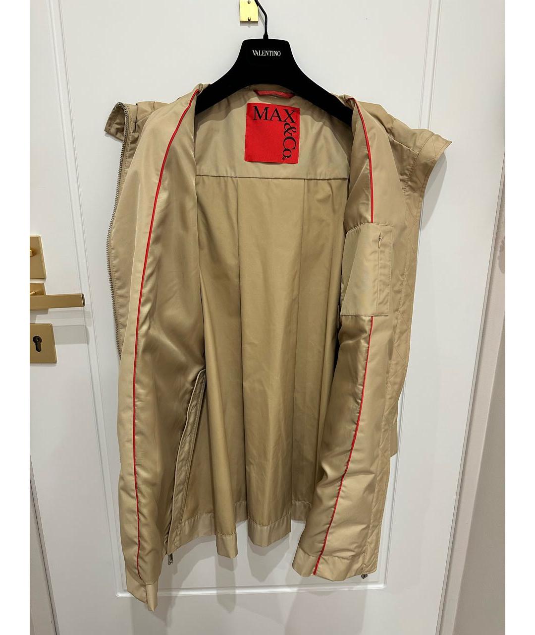 MAX&CO Бежевый полиэстеровый тренч/плащ, фото 2