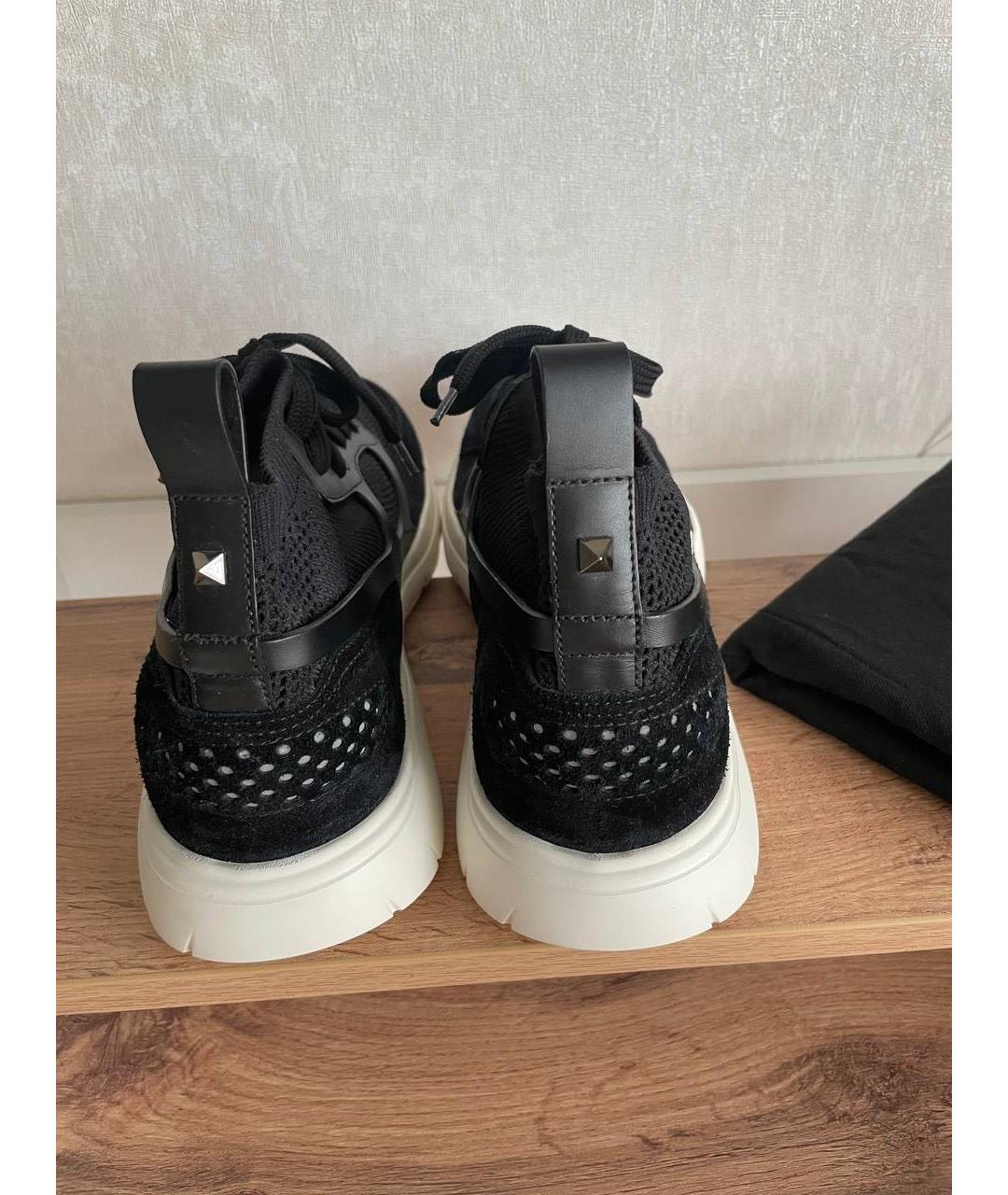 VALENTINO Черные текстильные низкие кроссовки / кеды, фото 3