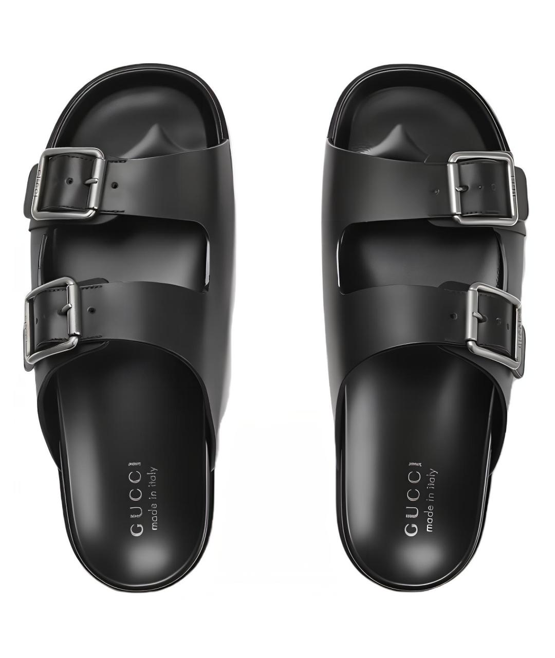 GUCCI Черные кожаные шлепанцы, фото 5