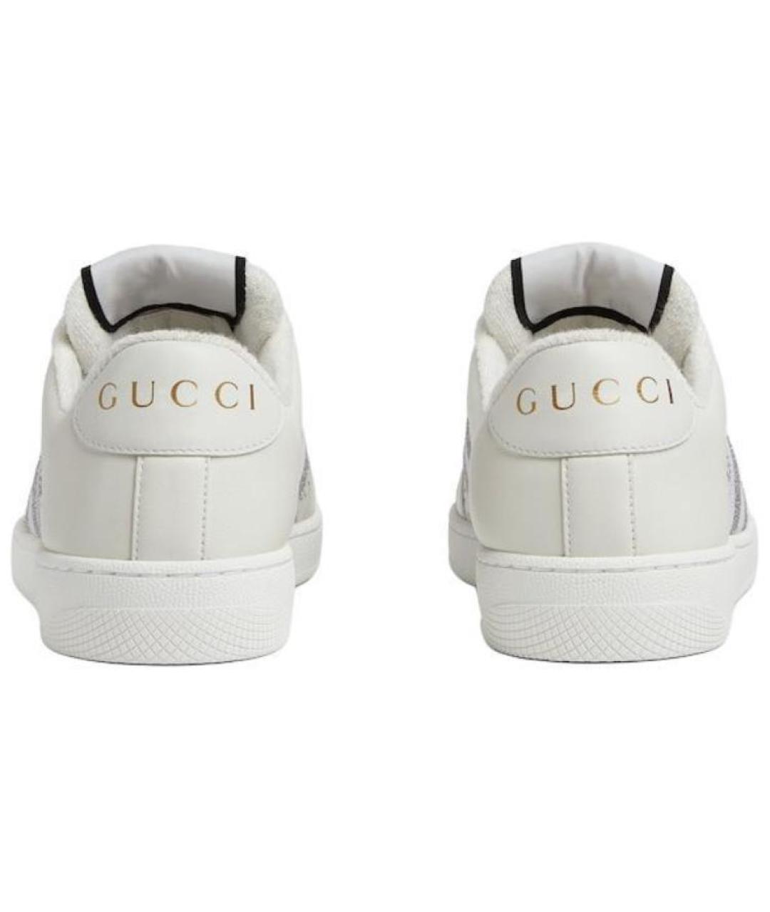 GUCCI Белые кожаные кроссовки, фото 4