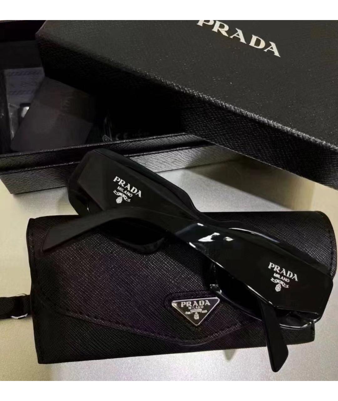 PRADA Черные пластиковые солнцезащитные очки, фото 4