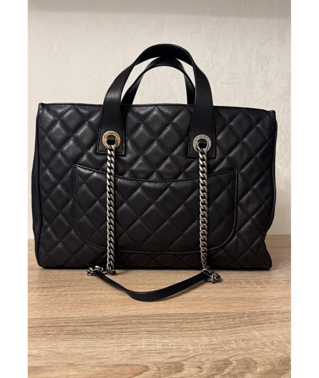 CHANEL Черная кожаная сумка тоут, фото 2