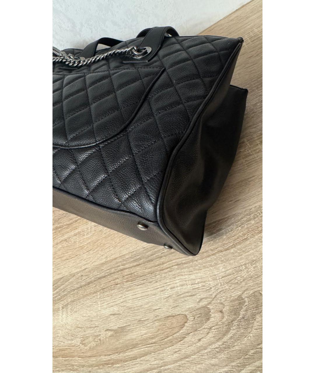 CHANEL Черная кожаная сумка тоут, фото 5