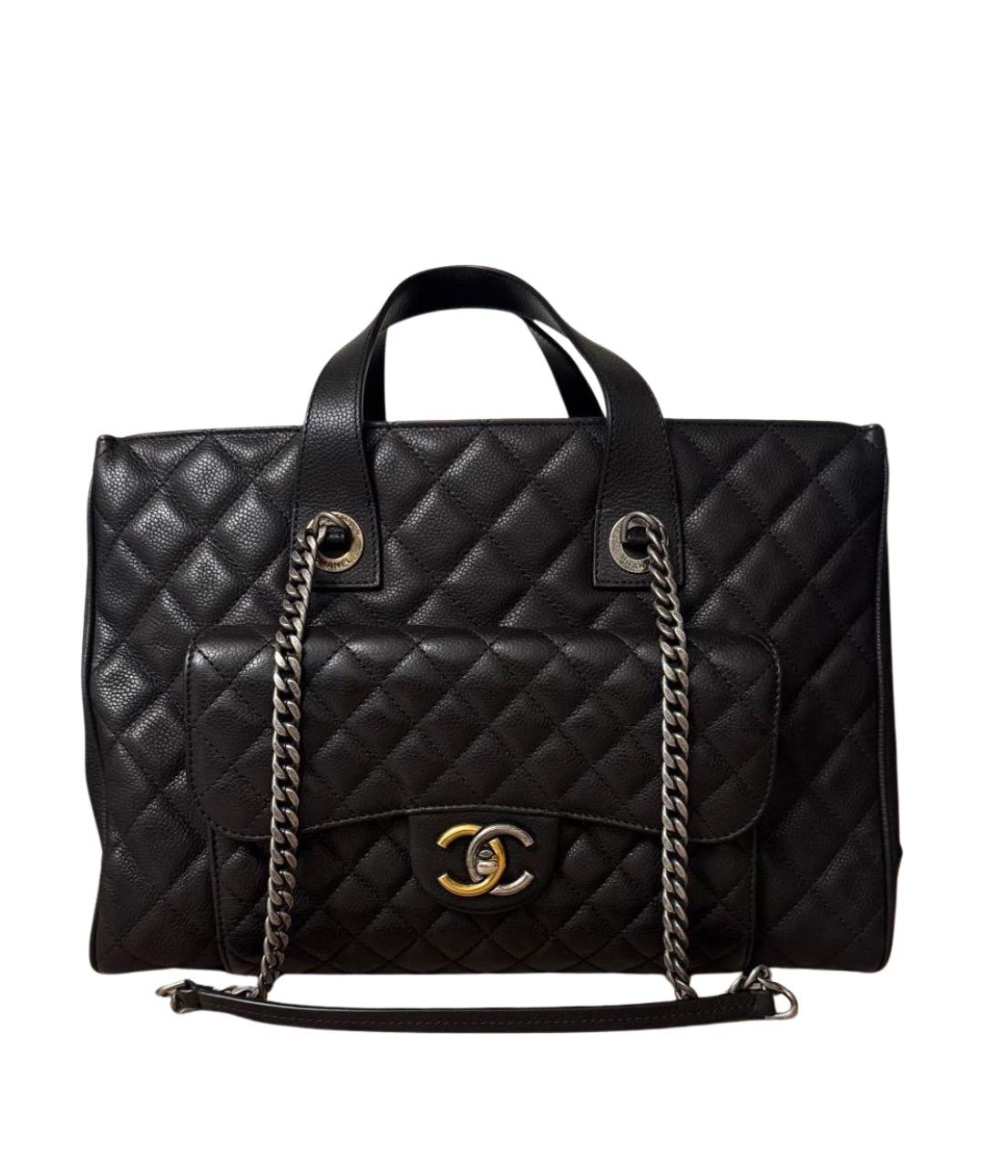 CHANEL Черная кожаная сумка тоут, фото 1