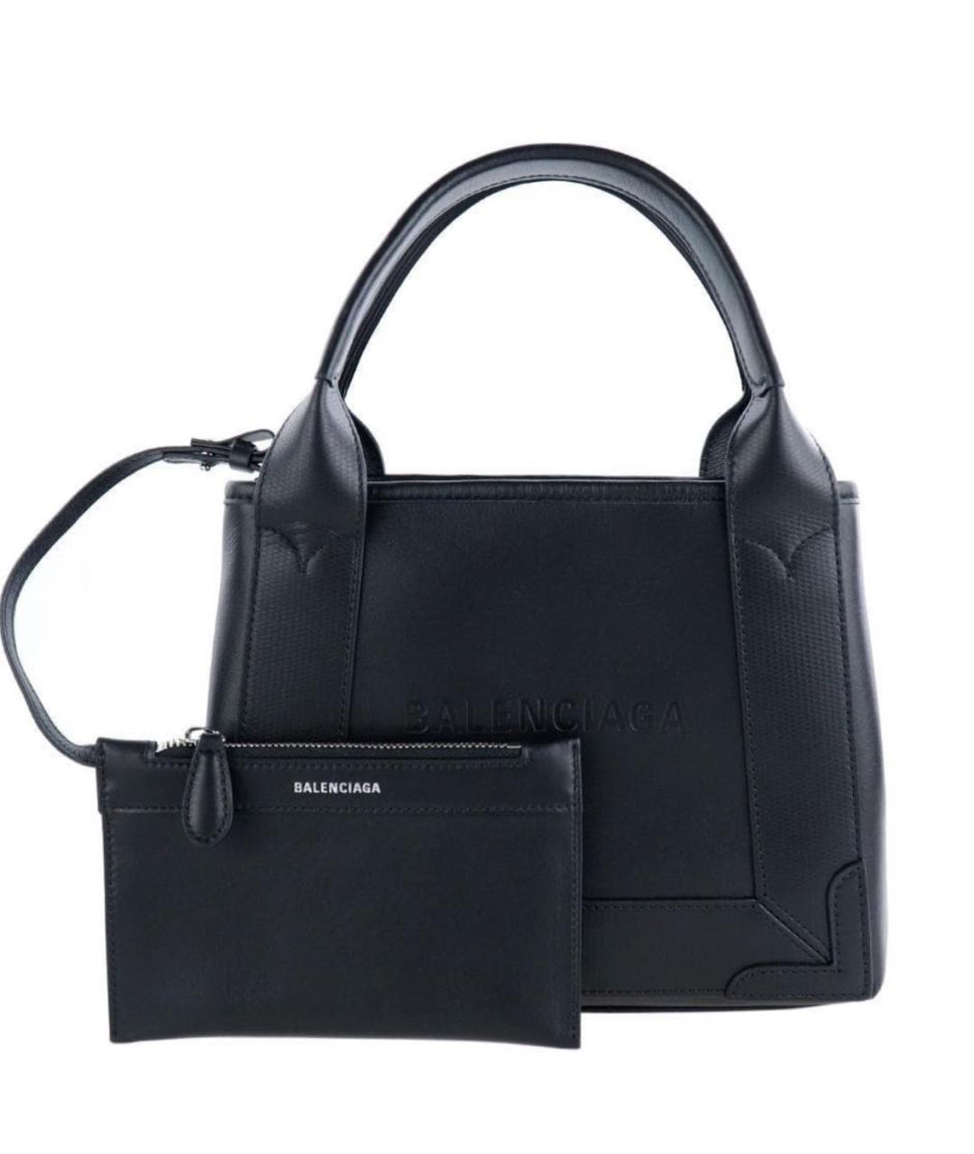 BALENCIAGA Черная кожаная сумка тоут, фото 1