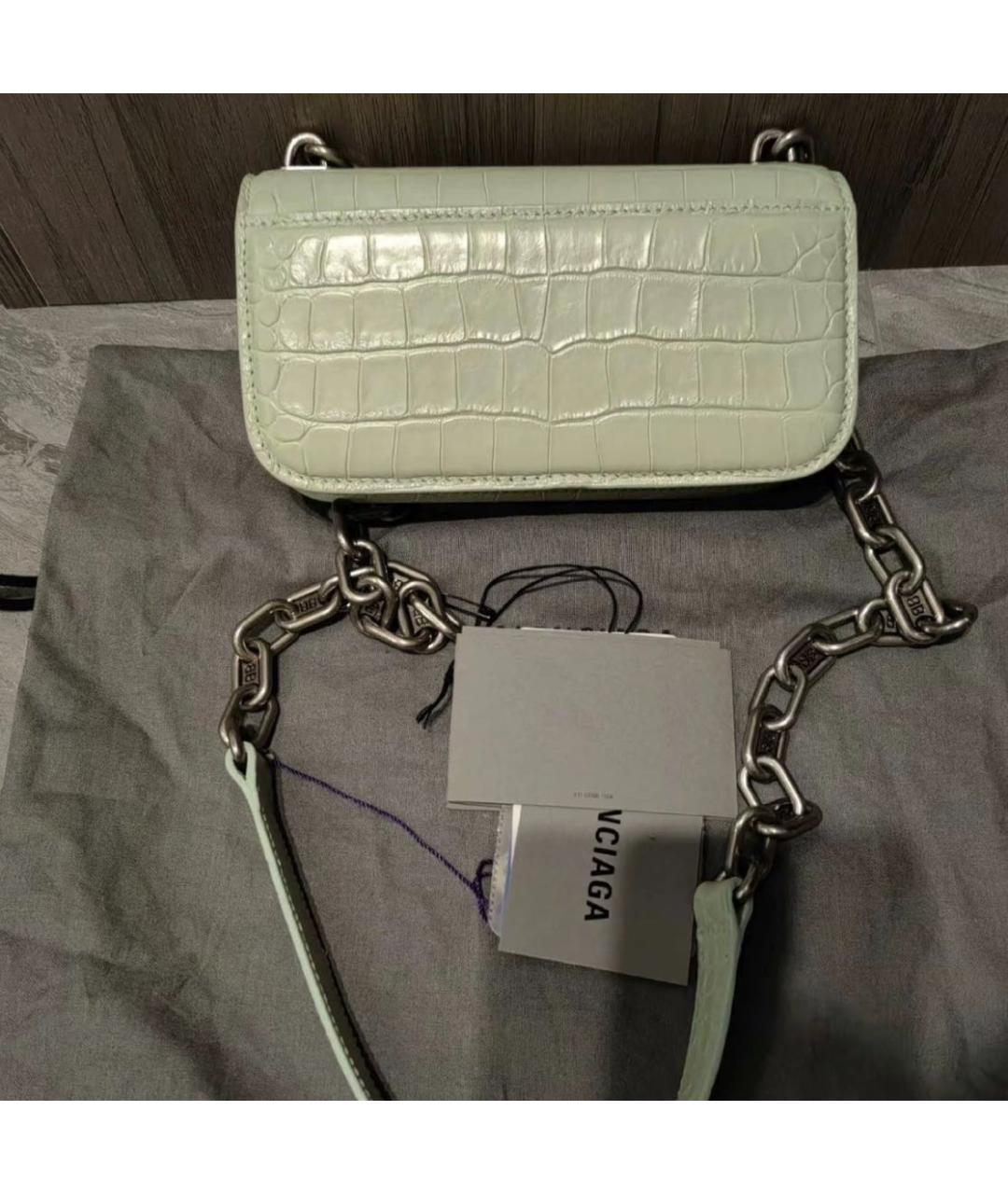 BALENCIAGA Зеленая кожаная сумка через плечо, фото 5