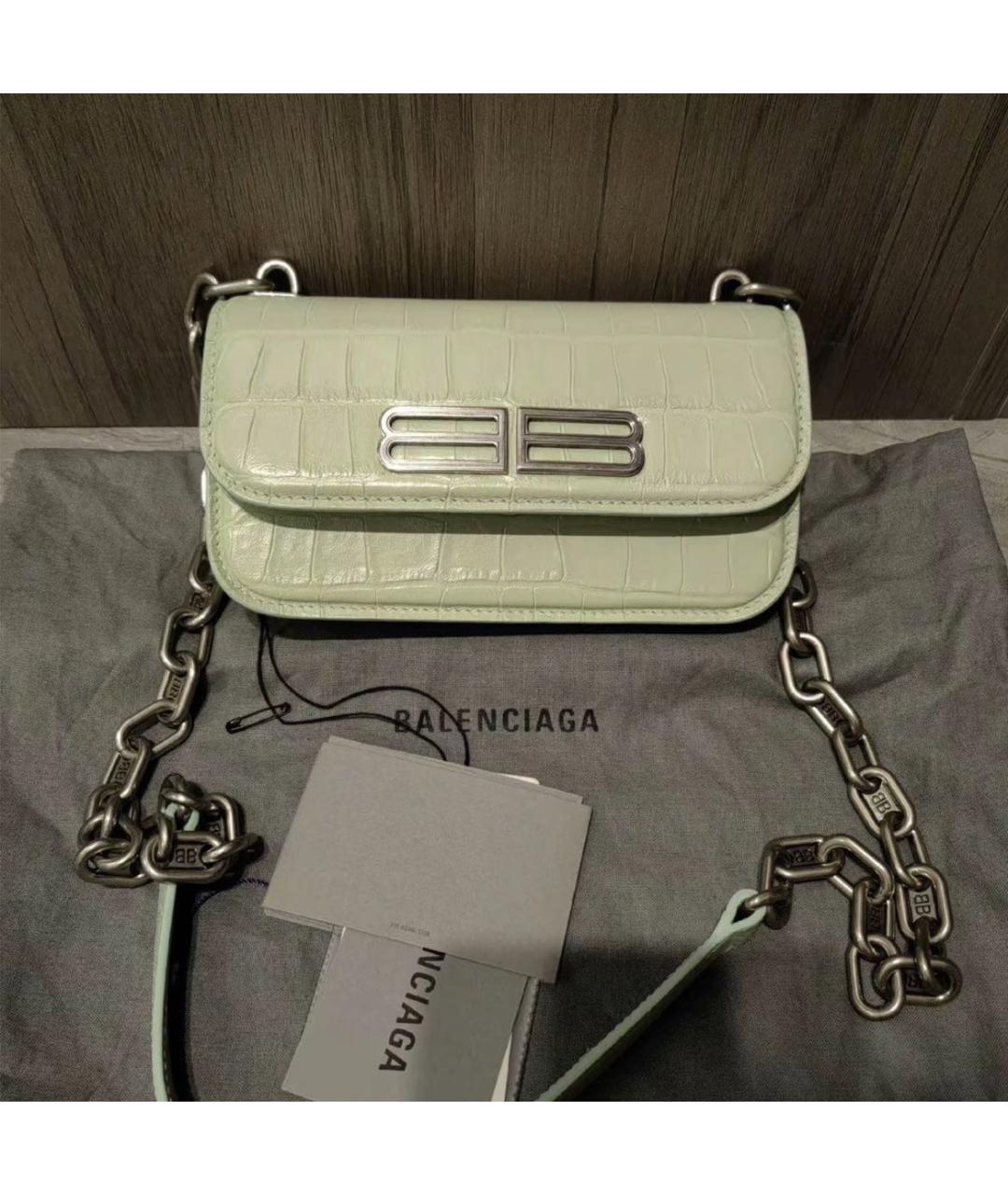 BALENCIAGA Зеленая кожаная сумка через плечо, фото 4