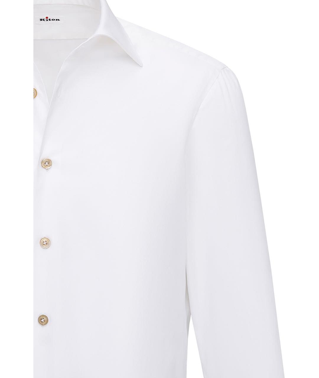 KITON Белая хлопковая классическая рубашка, фото 4