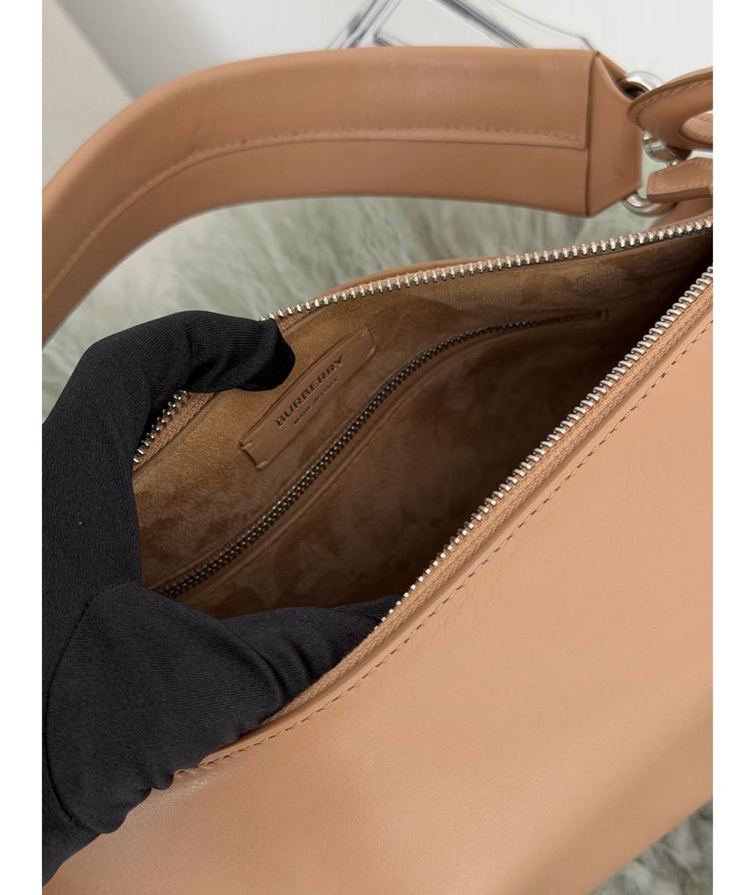 BURBERRY Бежевая кожаная сумка через плечо, фото 4