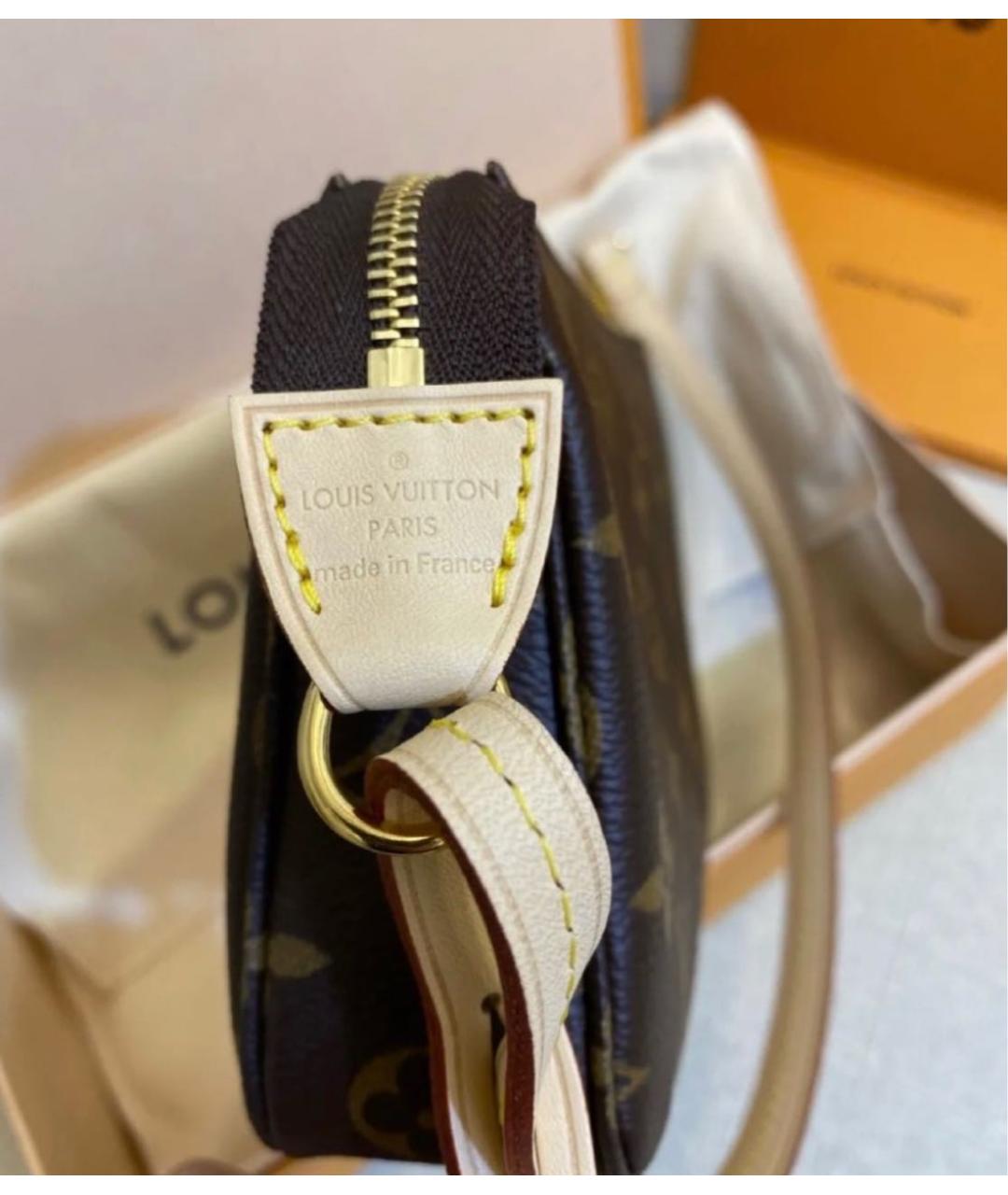 LOUIS VUITTON Коричневая кожаная сумка через плечо, фото 5