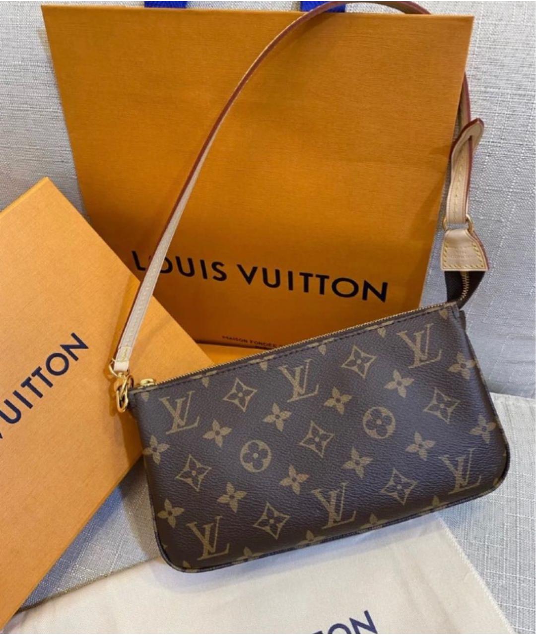 LOUIS VUITTON Коричневая кожаная сумка через плечо, фото 4