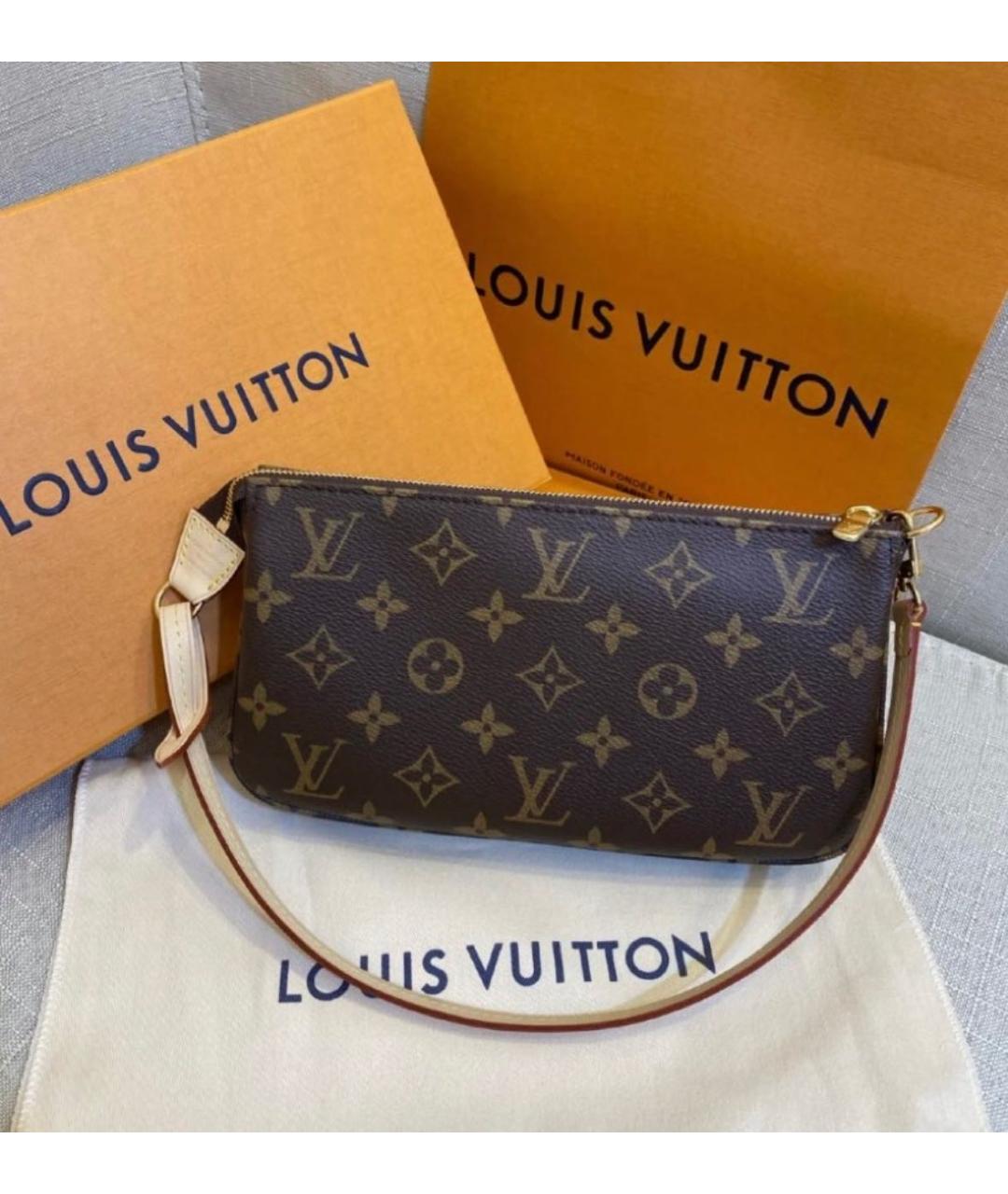 LOUIS VUITTON Коричневая кожаная сумка через плечо, фото 3