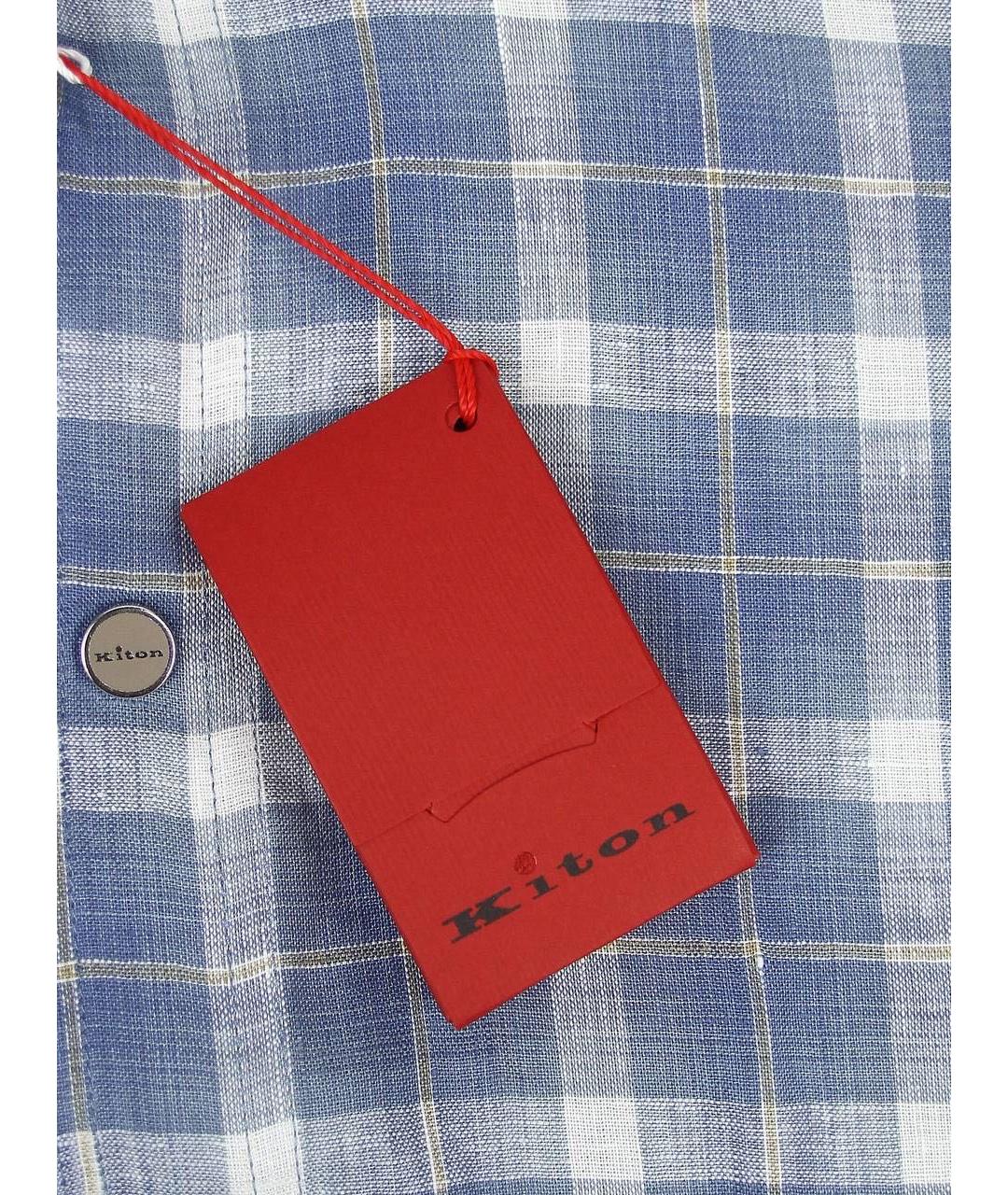 KITON Голубая льняная кэжуал рубашка, фото 3