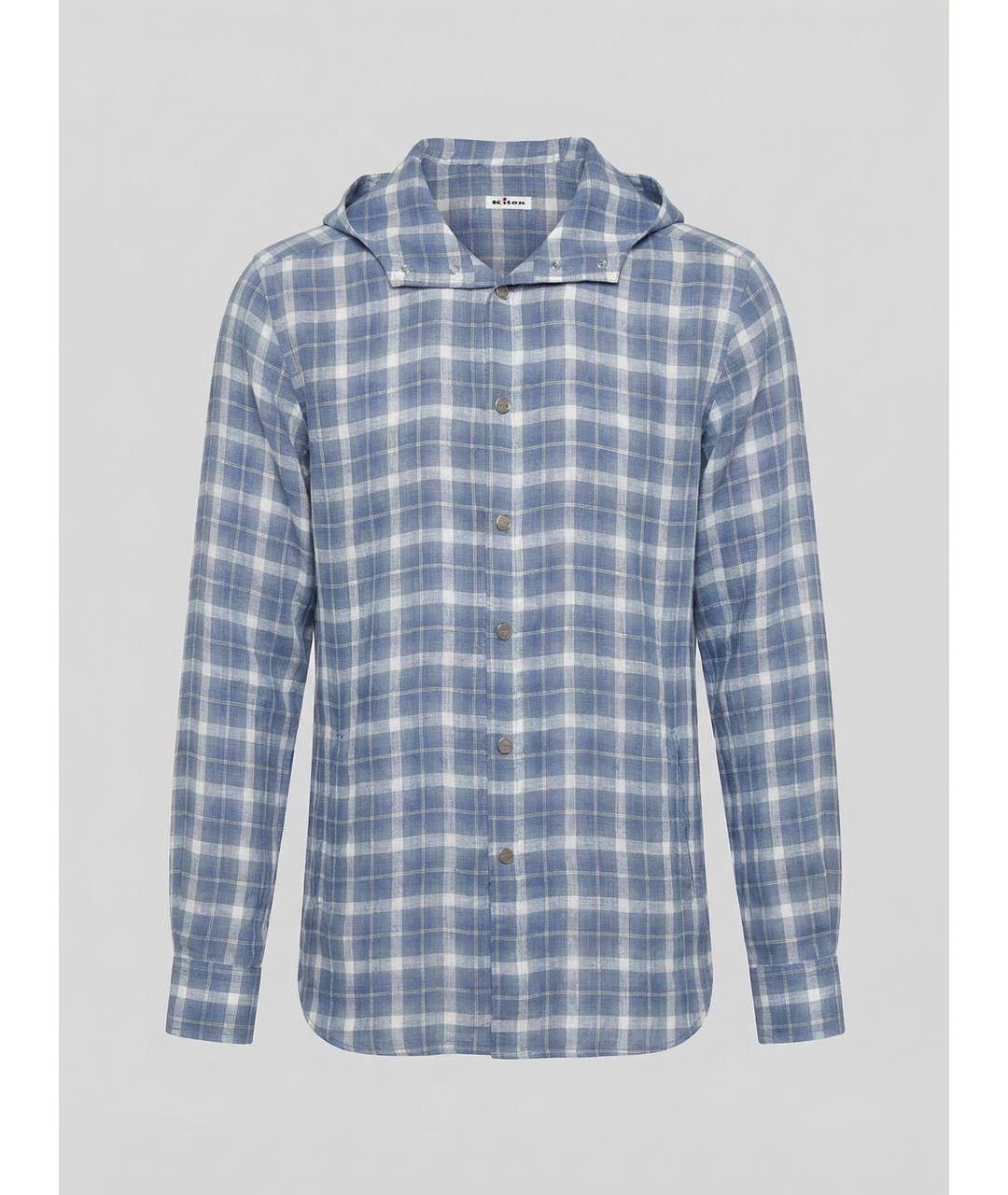 KITON Голубая льняная кэжуал рубашка, фото 9