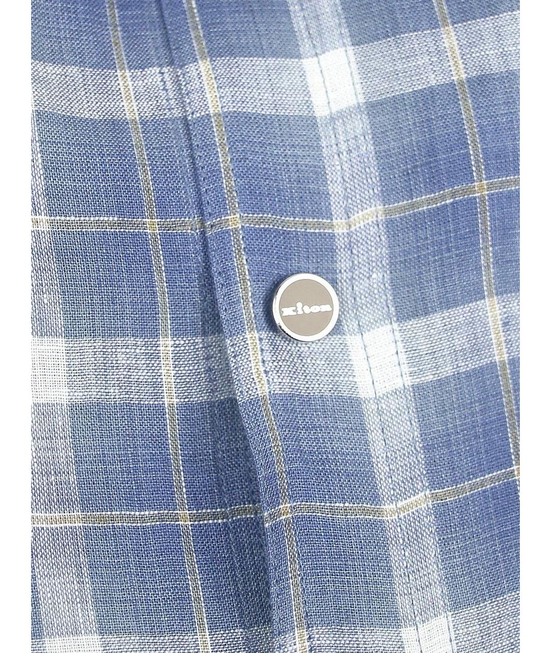 KITON Голубая льняная кэжуал рубашка, фото 7