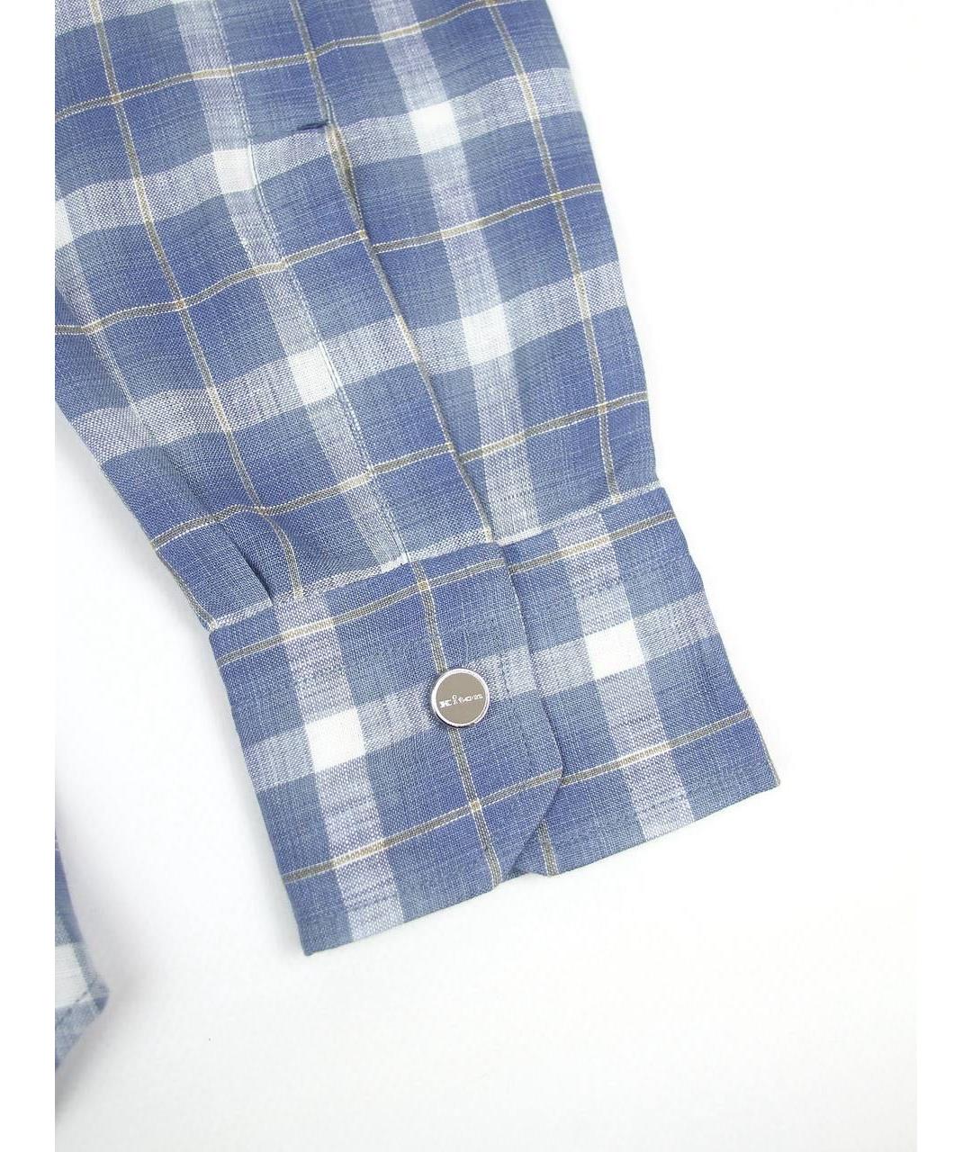 KITON Голубая льняная кэжуал рубашка, фото 4