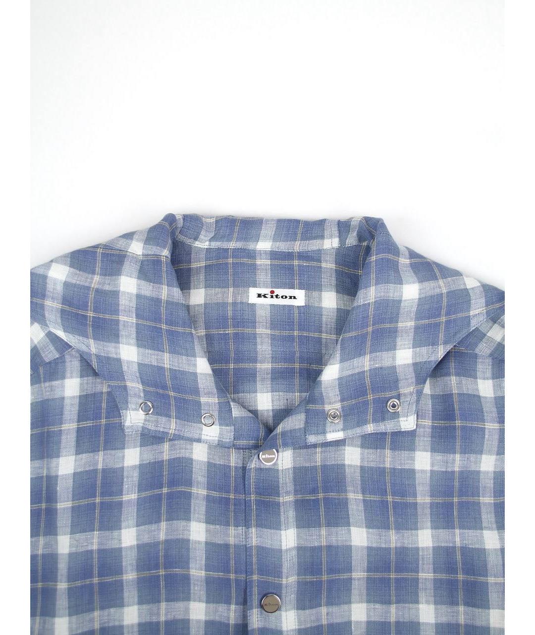 KITON Голубая льняная кэжуал рубашка, фото 6
