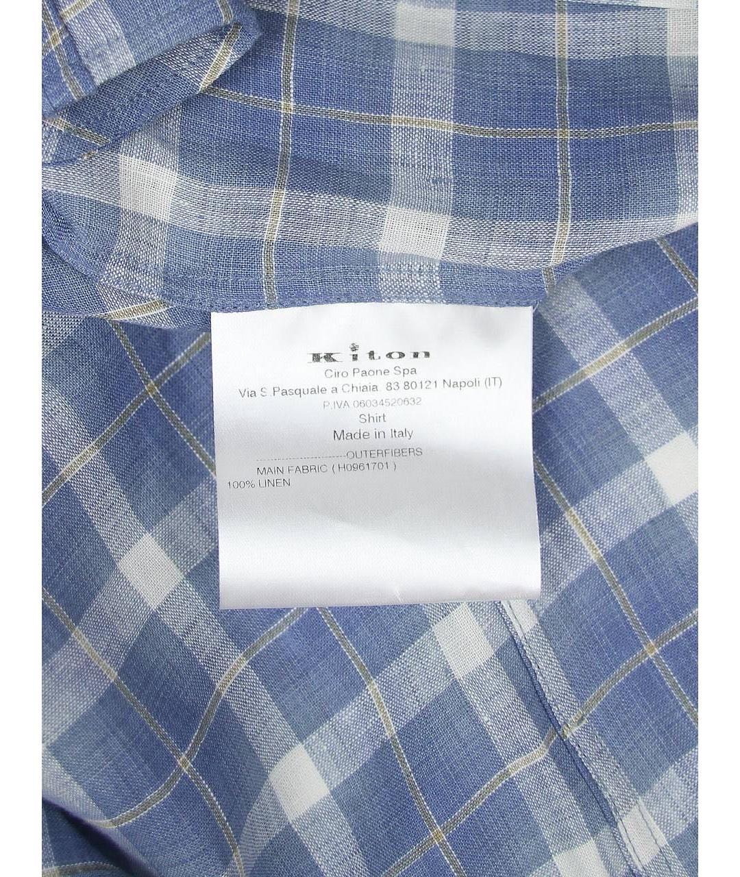 KITON Голубая льняная кэжуал рубашка, фото 5