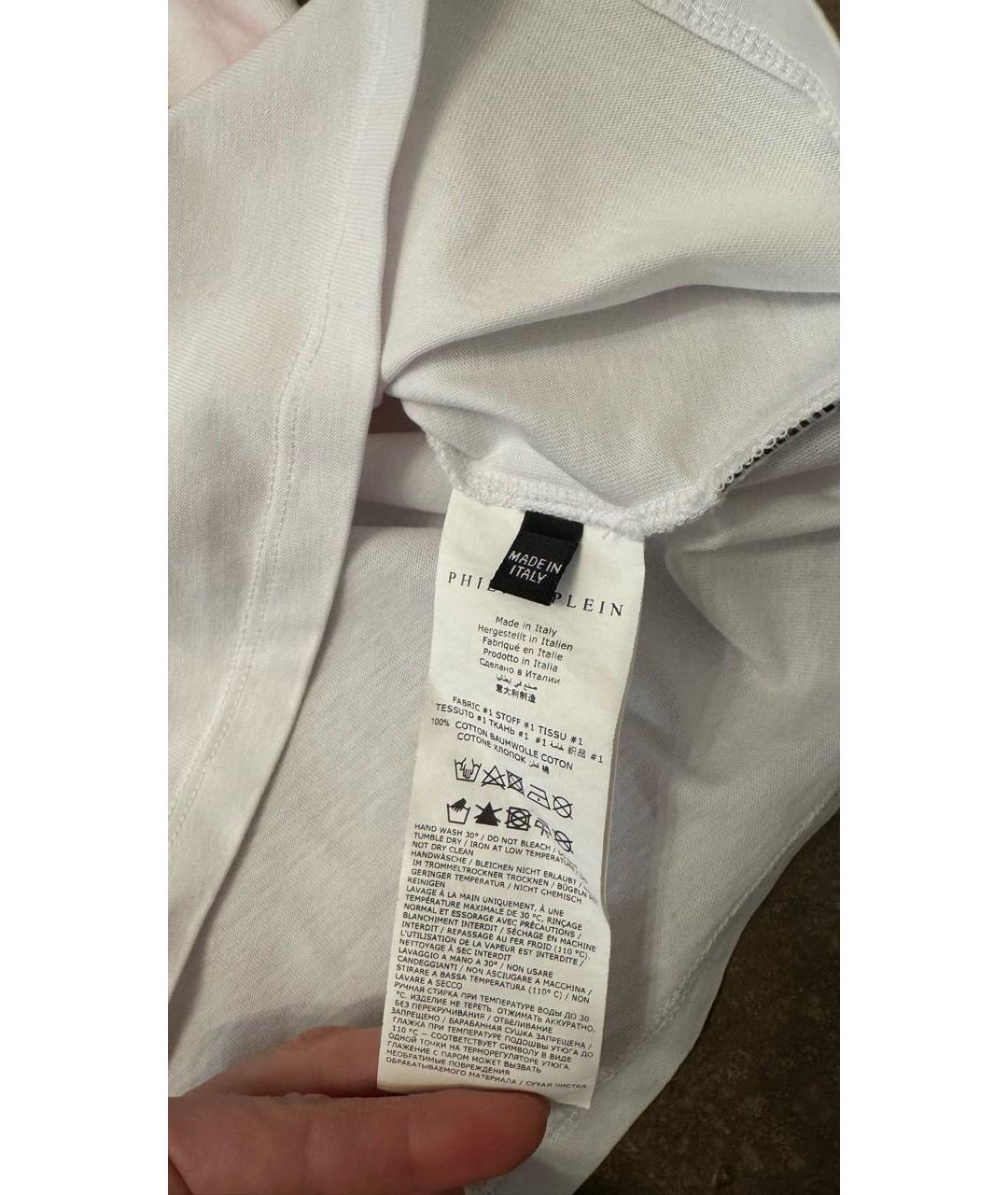 PHILIPP PLEIN Белая хлопковая футболка, фото 6