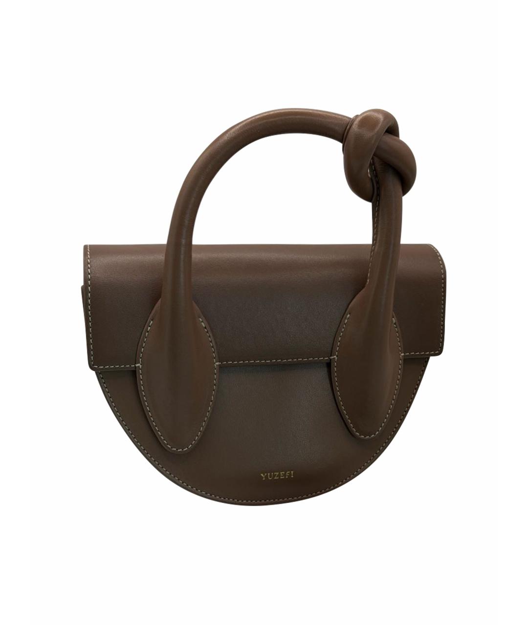 YUZEFI Коричневая кожаная сумка с короткими ручками, фото 1