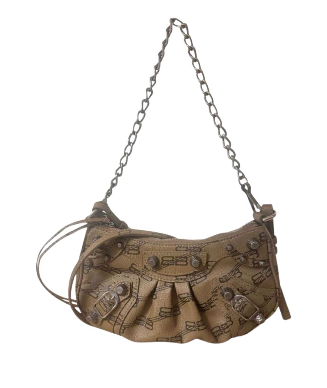 BALENCIAGA Хаки кожаная сумка через плечо, фото 1