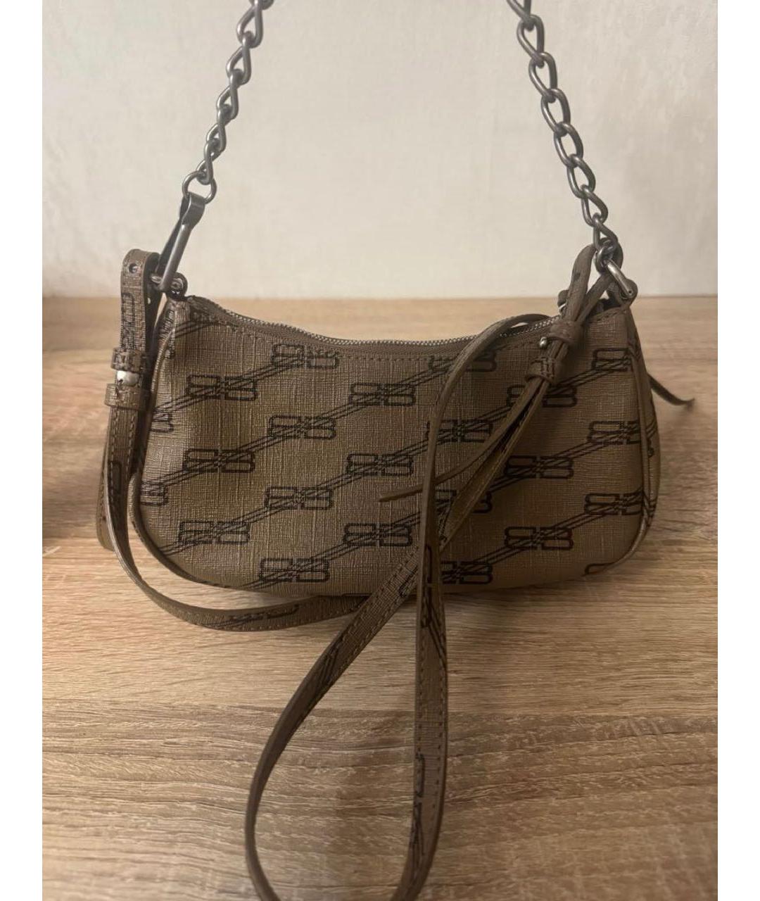 BALENCIAGA Хаки кожаная сумка через плечо, фото 3