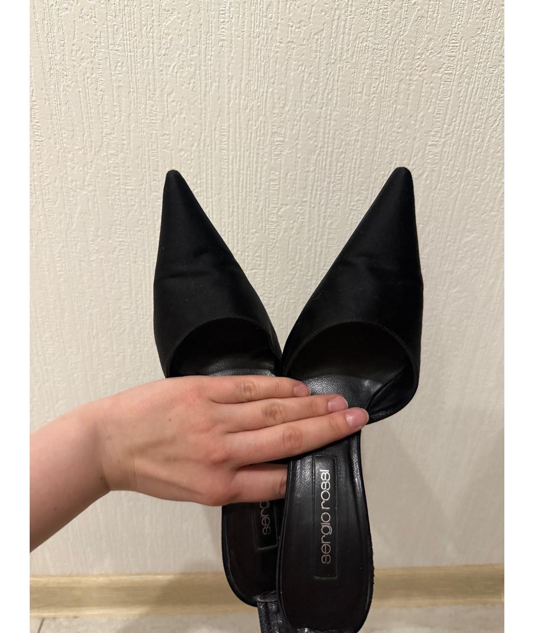 SERGIO ROSSI Черные текстильные туфли, фото 7