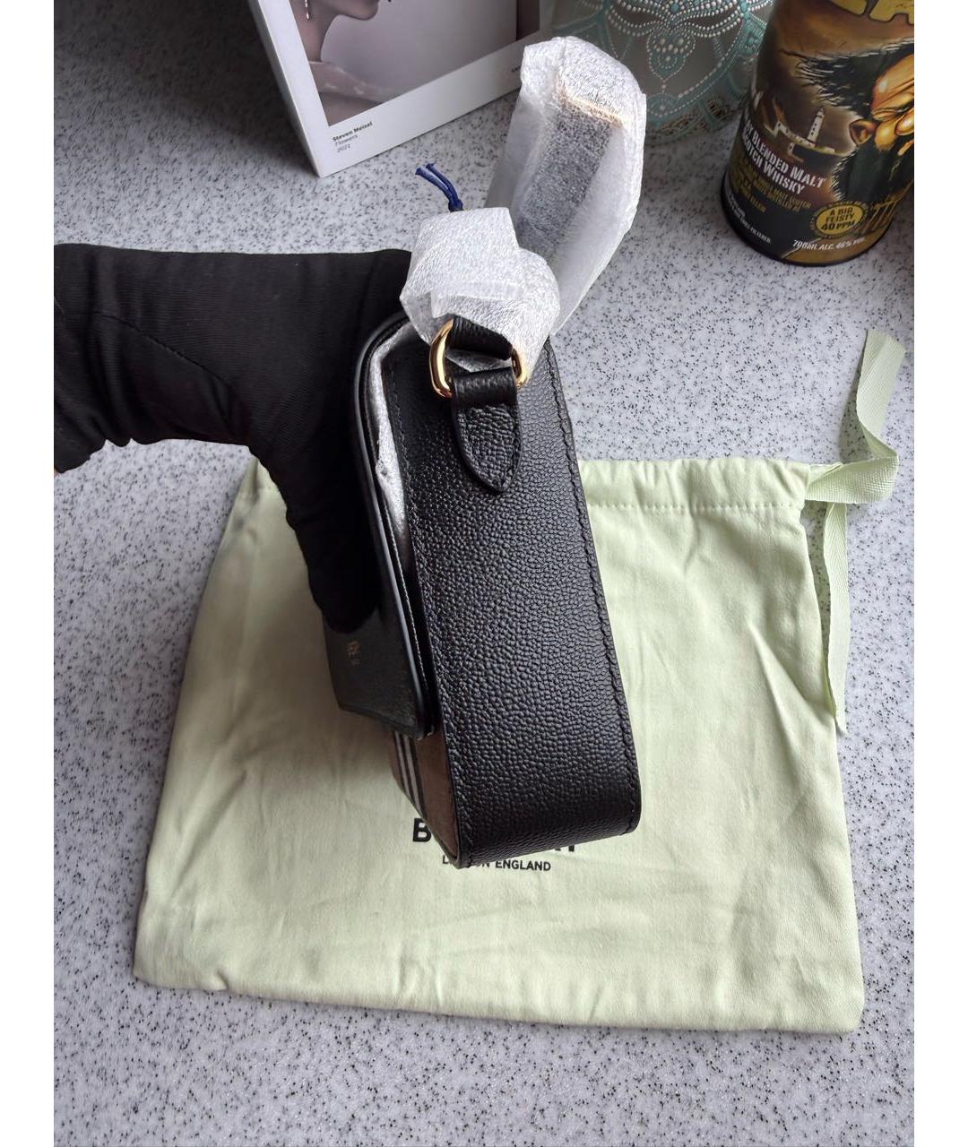 BURBERRY Черная кожаная сумка через плечо, фото 3